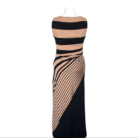 Soft Surroundings Black & Tan Striped Maxi Dress Size M 🎉HP🎉 - Picture 5 of 15